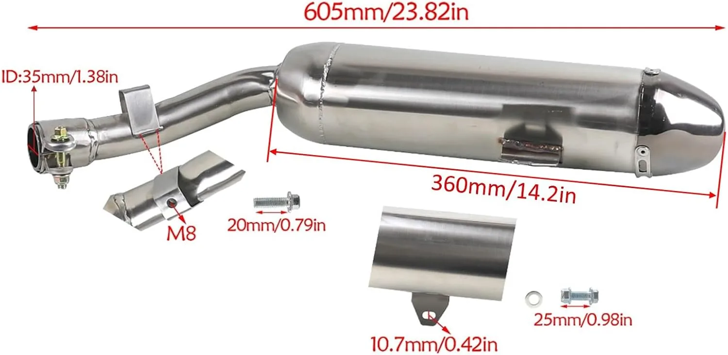 YC Yier TM802 35mm Exhaust Muffler for 150cc–250cc Vertical Engines image 2