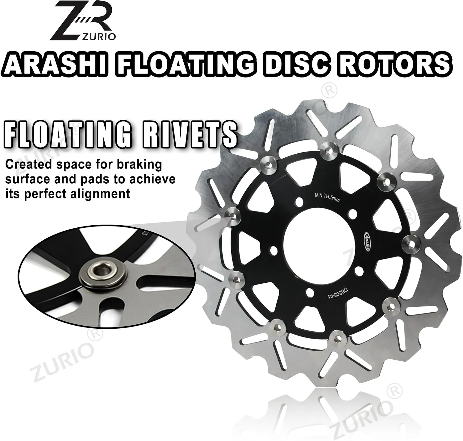 Zurio Front & Rear Brake Rotors for Suzuki GSXR 600/750/1000 KT:DBS020WG+032W image 3