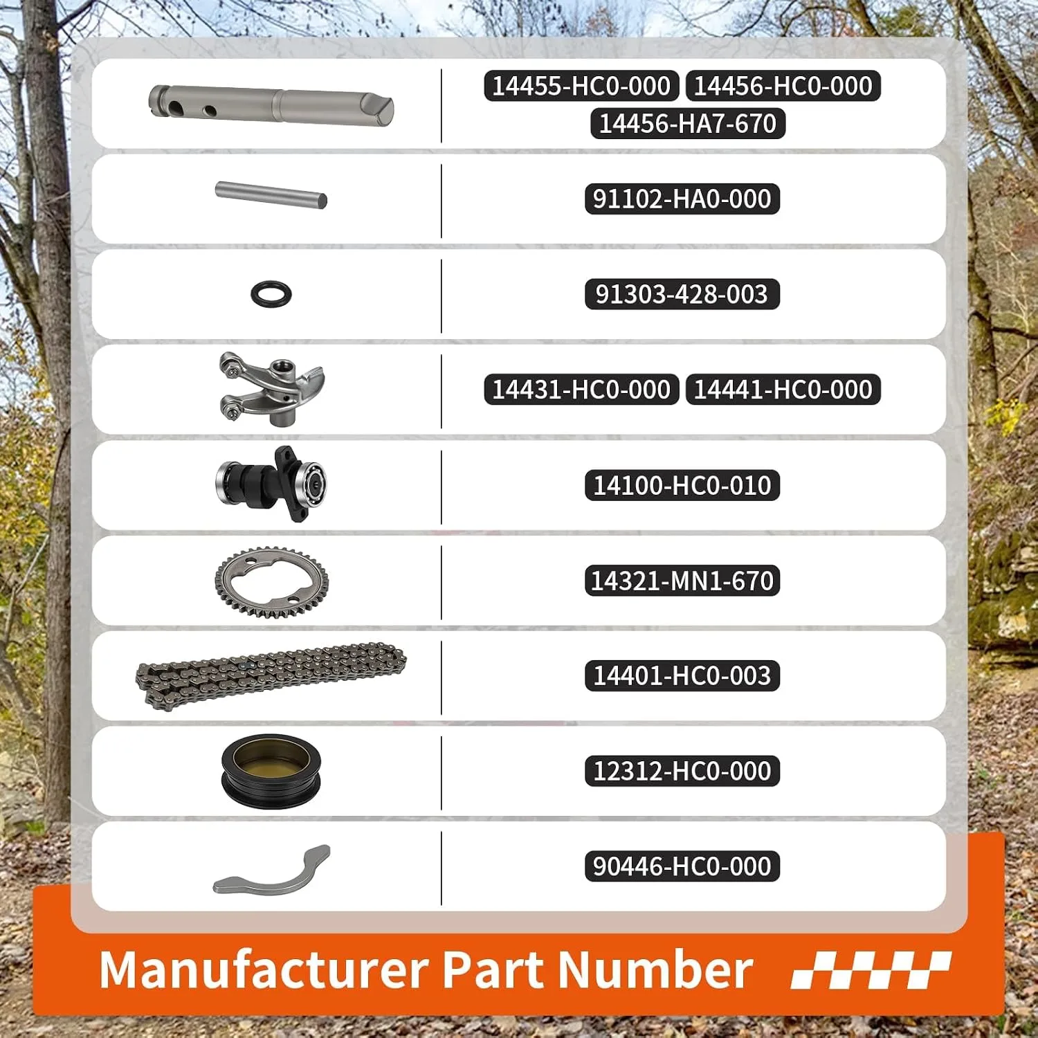 ZOZOYE Camshaft Rocker Arm Timing Kit 91102-HA0-000 for Honda TRX250X TRX300EX TRX300X image 3