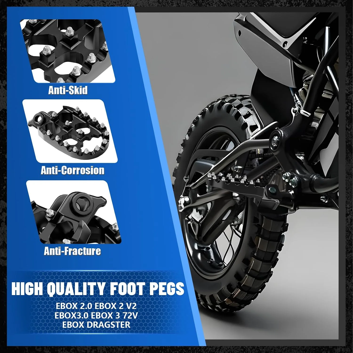 IUVWISN CNC Foot Pegs WX1114001217 for Ebox Electric Dirt Bikes image 2