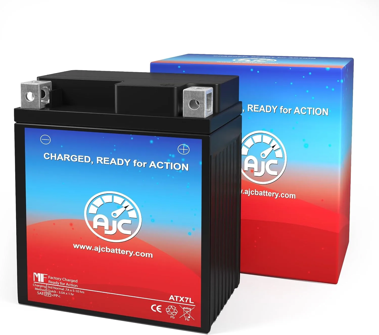 AJC STX7L-BS 12V AGM Powersports Battery image 2