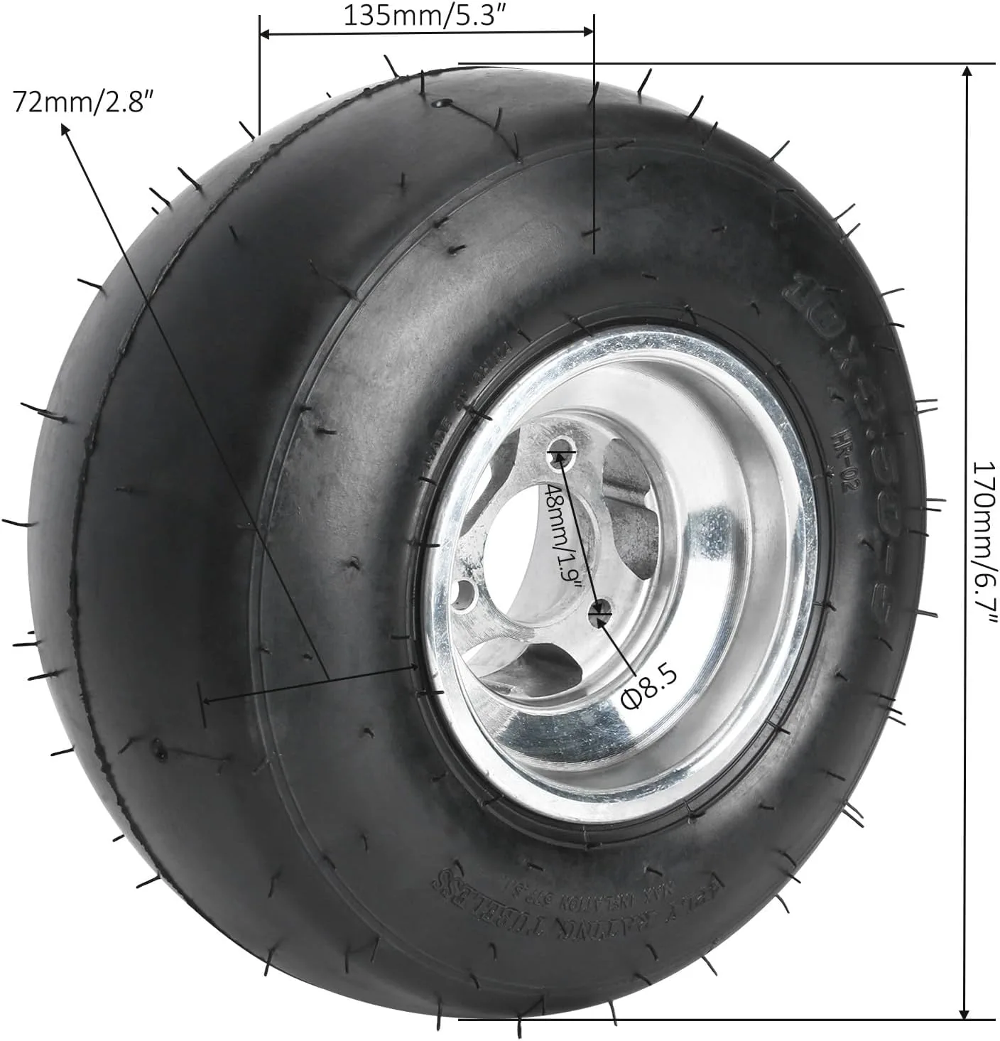 YC Yier TL206 Racing Wheel and Tire Combo – 5-Inch Aluminum Rims image 3