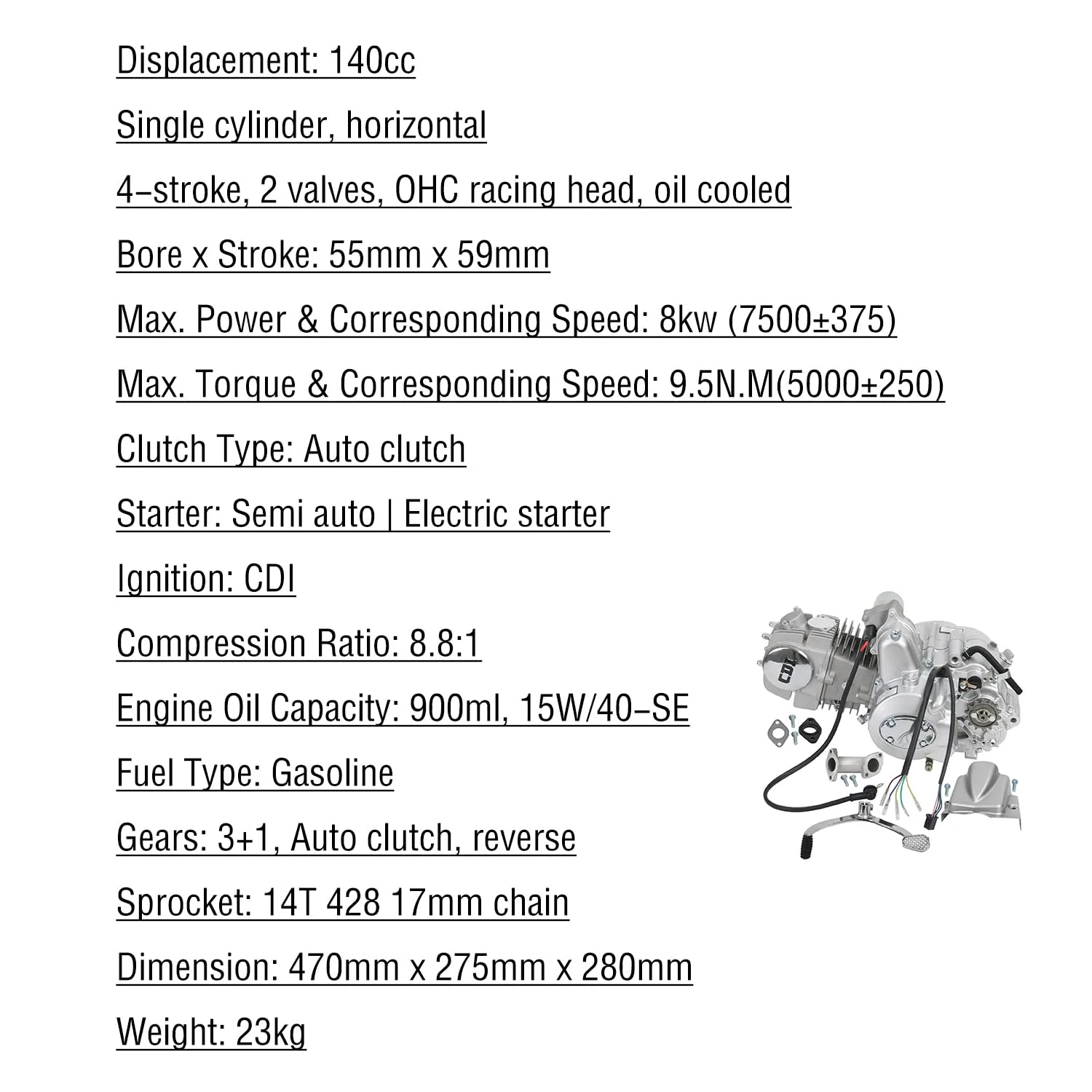 REBEKAMODS TD607 140cc 4-Stroke Engine Kit image 2