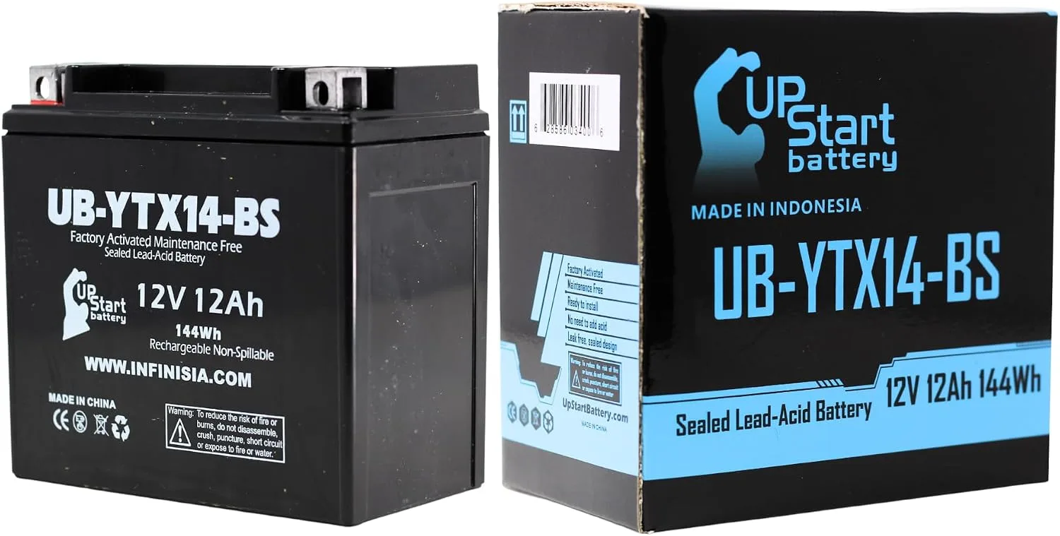 Upstart Battery UB-YTX14-BS-DL63 12V 12Ah Battery for 2001 Honda TRX500FA