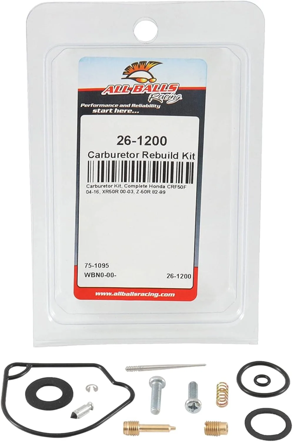 All Balls Racing 26-1200 Carburetor Rebuild Kit for Honda CRF50F, XR50R & Z-50R image 3