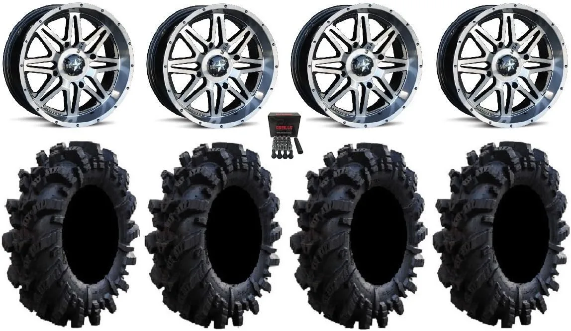 MSA M26 Vibe 14x7 Wheels and 32x10-14 Intimidator Tires Bundle