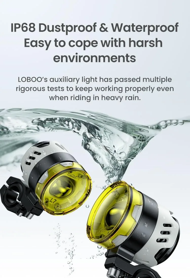 Loboo L7S 2-Pack Motorcycle Auxiliary Lights image 2