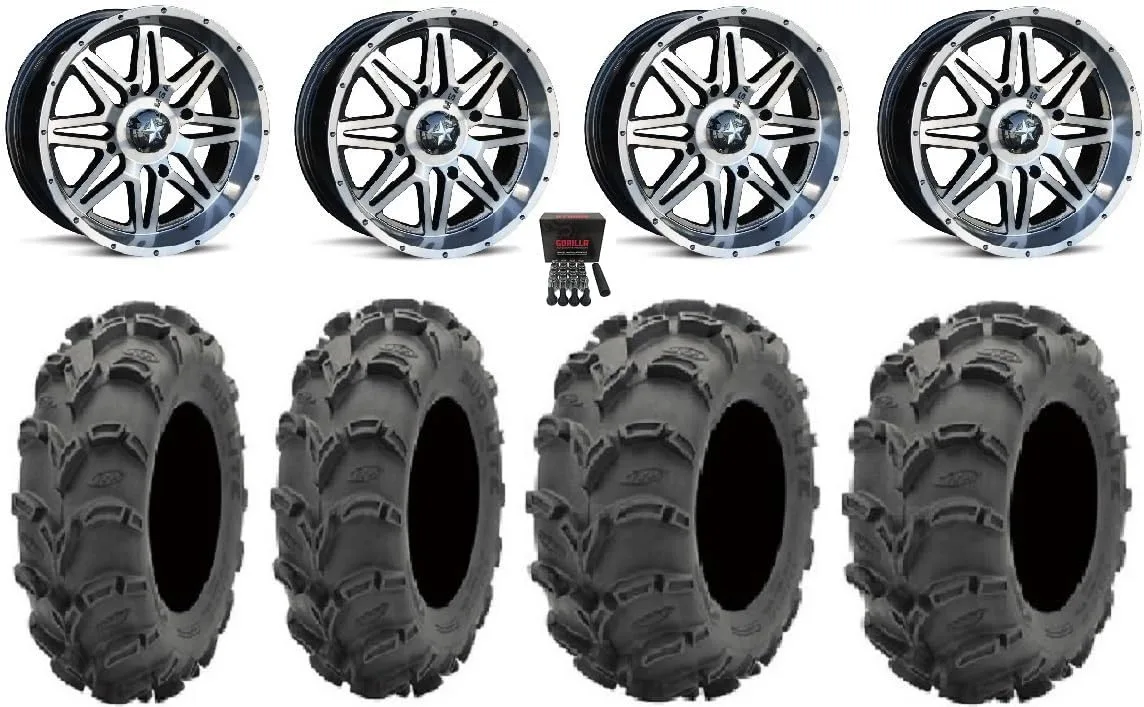 MSA M26 14x7 ATV Wheels and ITP Mud Lite XL 27-inch Tire Bundle