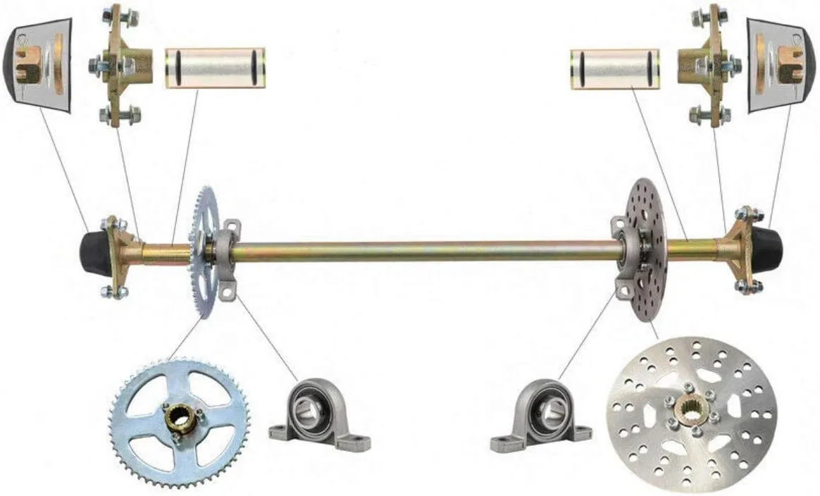 DENESTUS 740 mm Complete Rear Axle Kit with Brake Assembly image 4