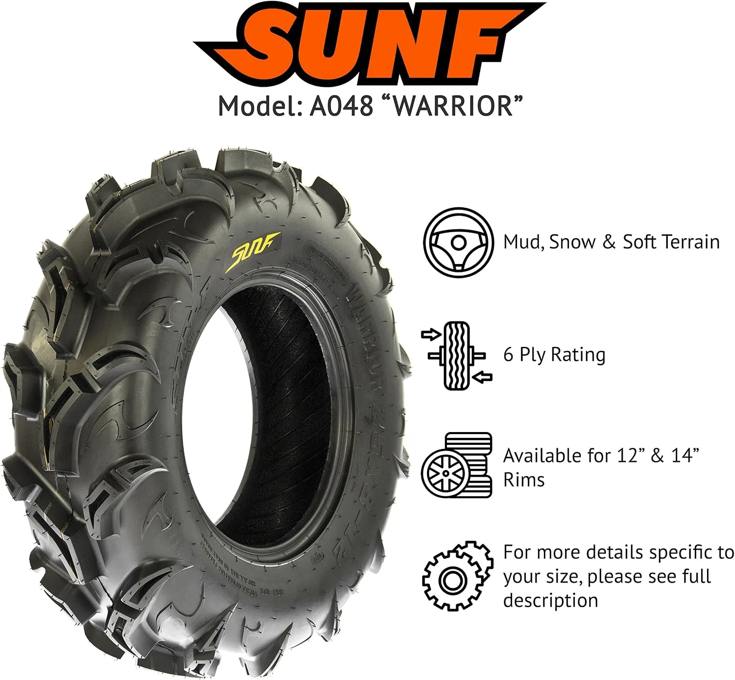 SUNF A048 27x9-12 Tubeless 6-Ply ATV/UTV Tire image 2