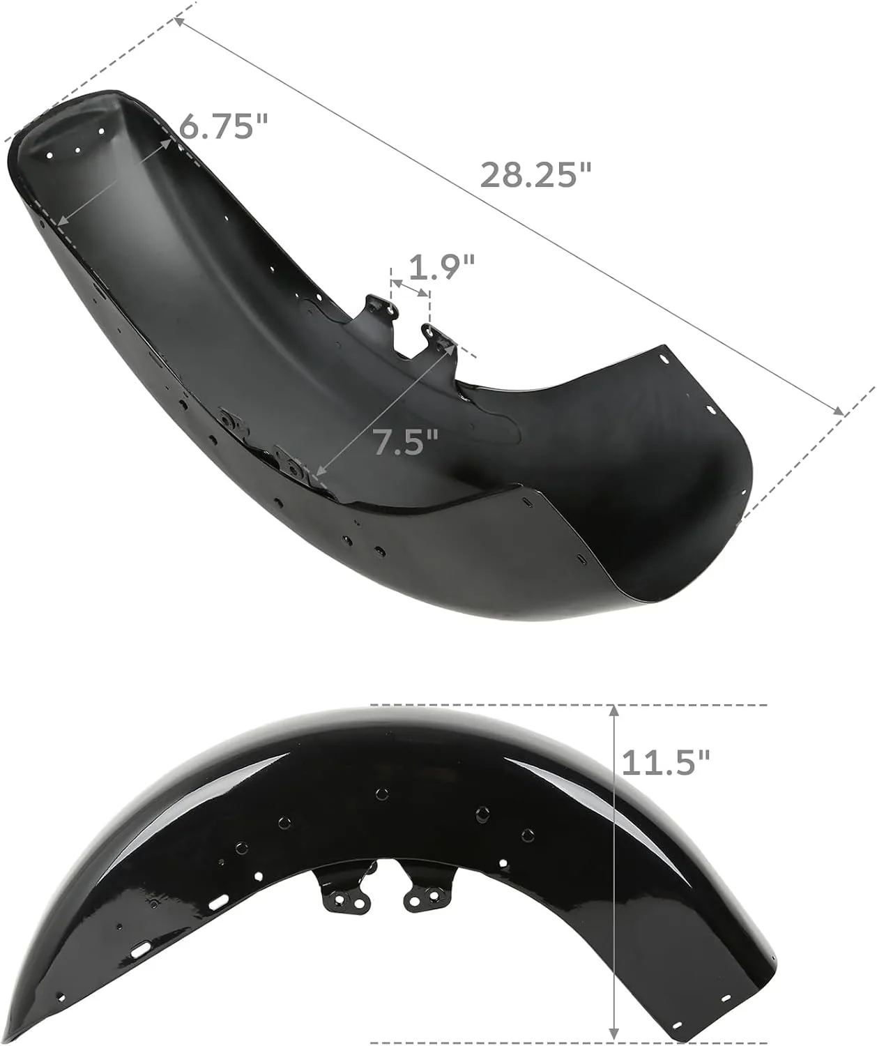 CUSTOM CHROME CCI Vivid Black Front Fender 44007261 for Harley Touring FL 2014-2023 image 3