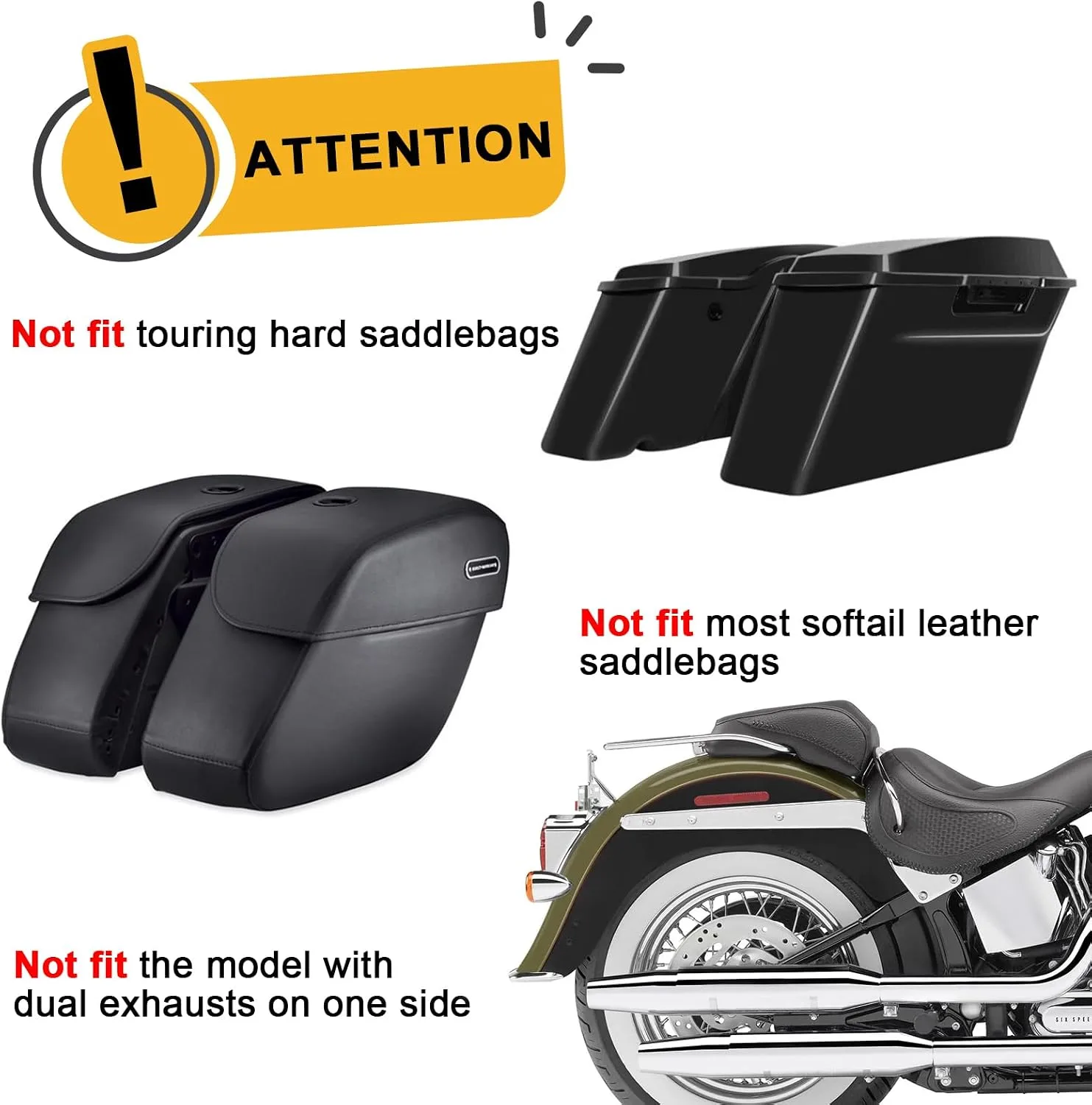 Wsays Rear Saddlebag Crash Bars for Harley-Davidson Softail Deluxe FLSTN 2005–2017 image 2