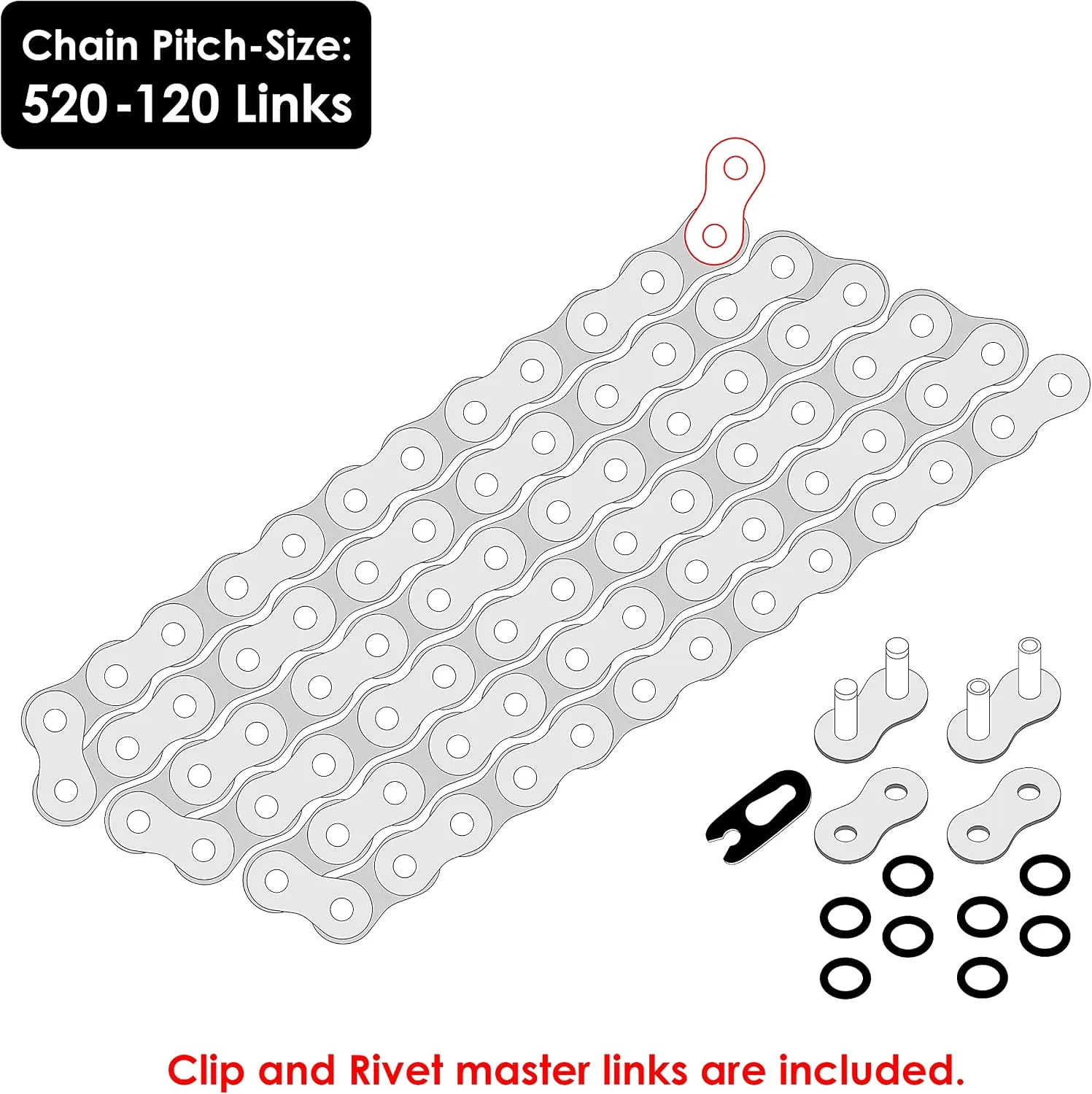Caltric 520 O-Ring Drive Chain CH120-98/4 for Yamaha YFZ450 image 2