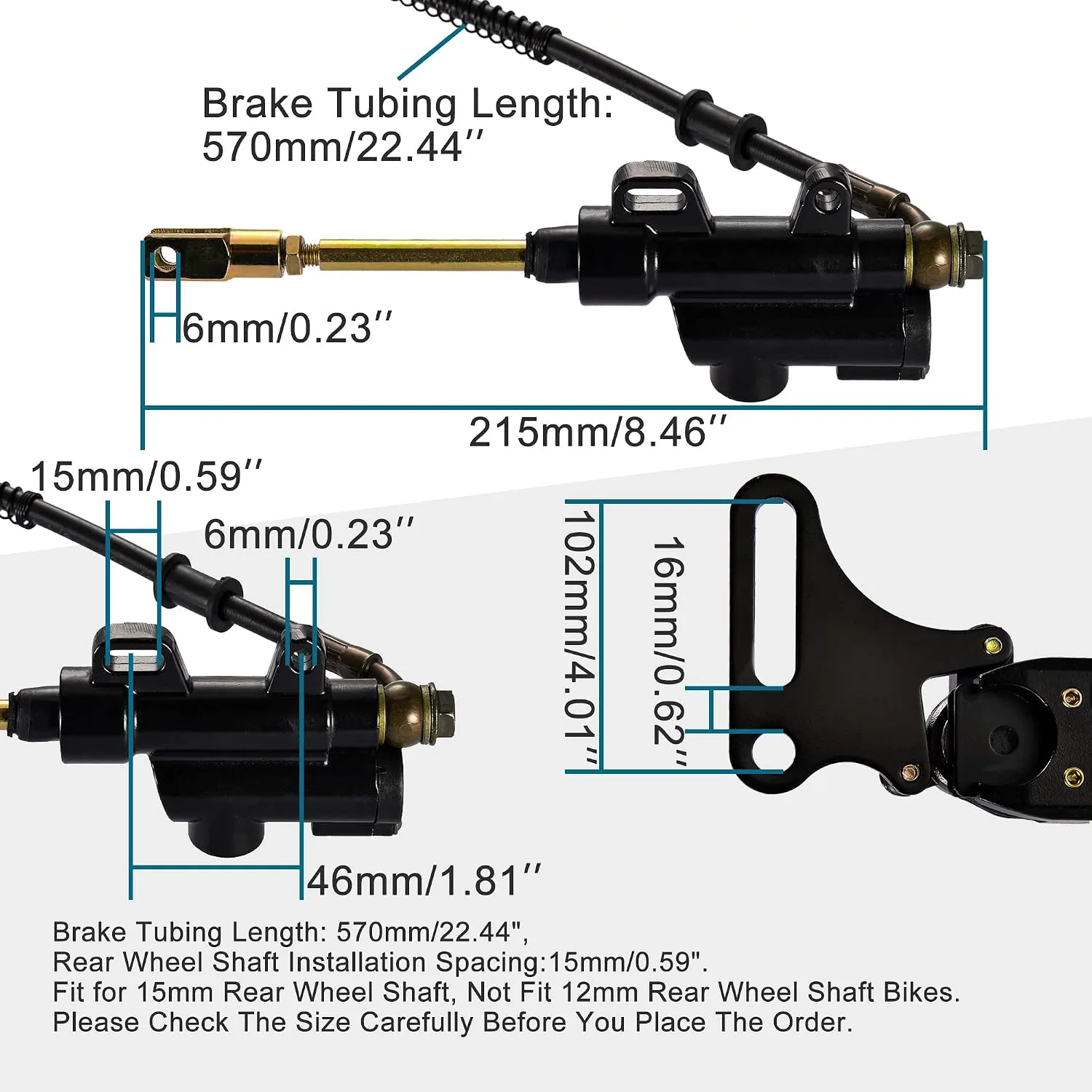 GOOFIT Group-27 Rear Brake Assembly for 15 mm Shaft Pit Bikes image 2