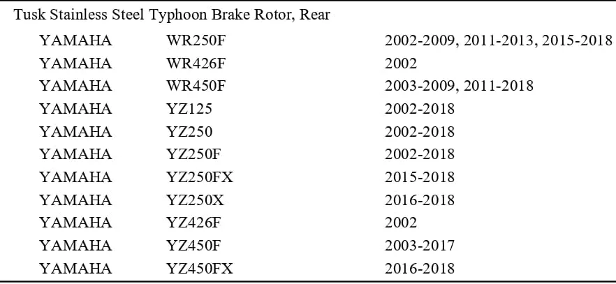 Tusk Typhoon Rear Brake Rotor 1168470011 for Yamaha YZ250/YZ250F image 2