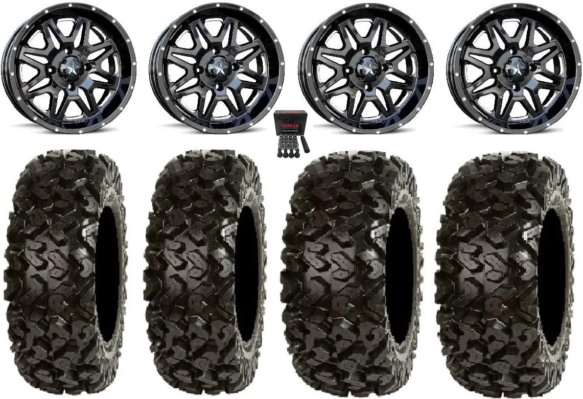 MSA M26 Vibe 14x7 ATV Wheels with 28x10-14 Tires Bundle