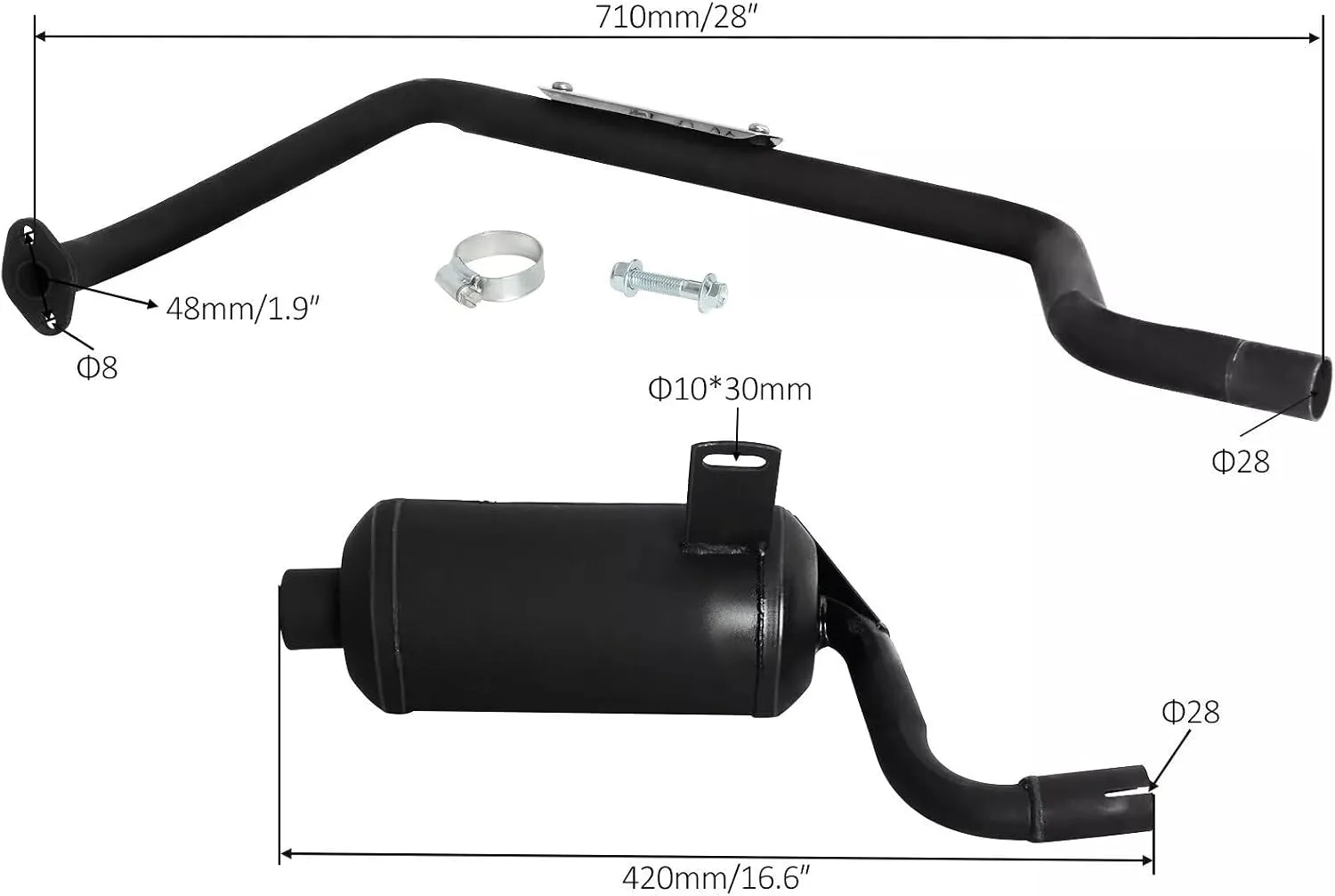 91.SCS 28 mm GY6 Exhaust Pipe Muffler Kit TDP TM790+TM745 image 2
