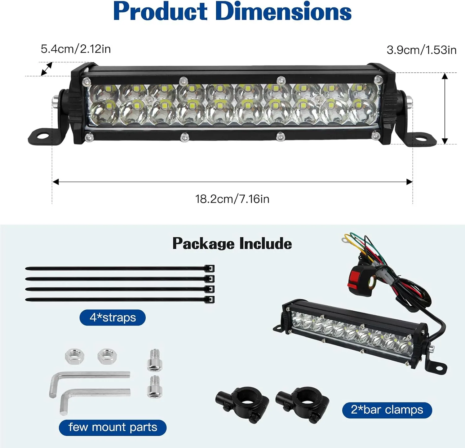 Smaeti 60W LED Motorcycle Headlight Light Bar 8067-6 image 3