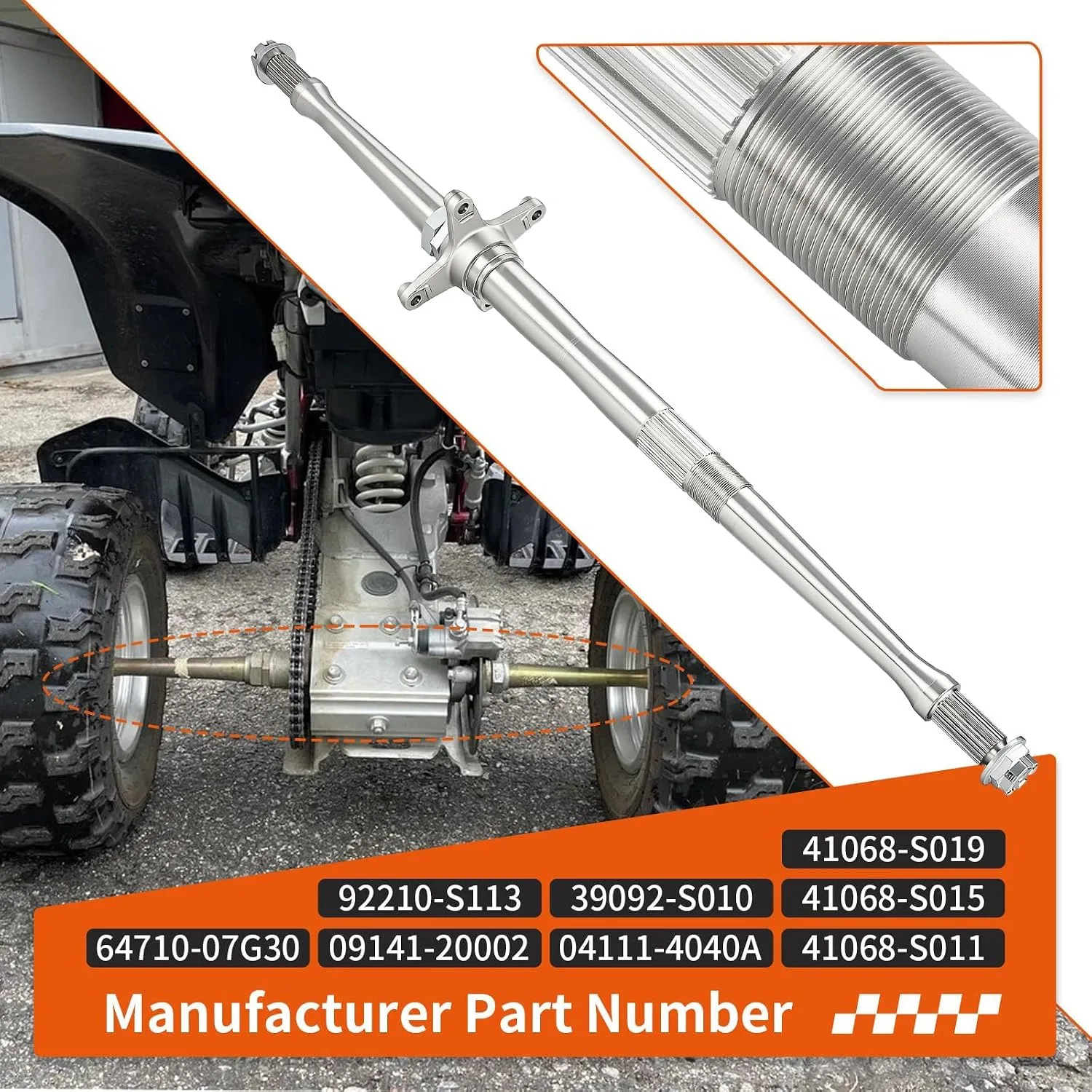 ZOZOYE Rear Axle Shaft 64710-07G30 for Suzuki LT-Z400 and Kawasaki KFX400 image 2