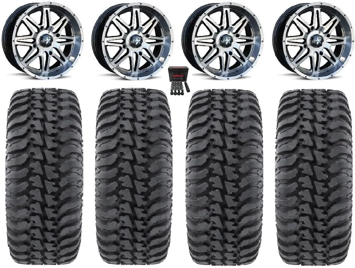 MSA M26 Vibe 14x7 ATV Wheels and Tensor 30x10-14 Tires Bundle