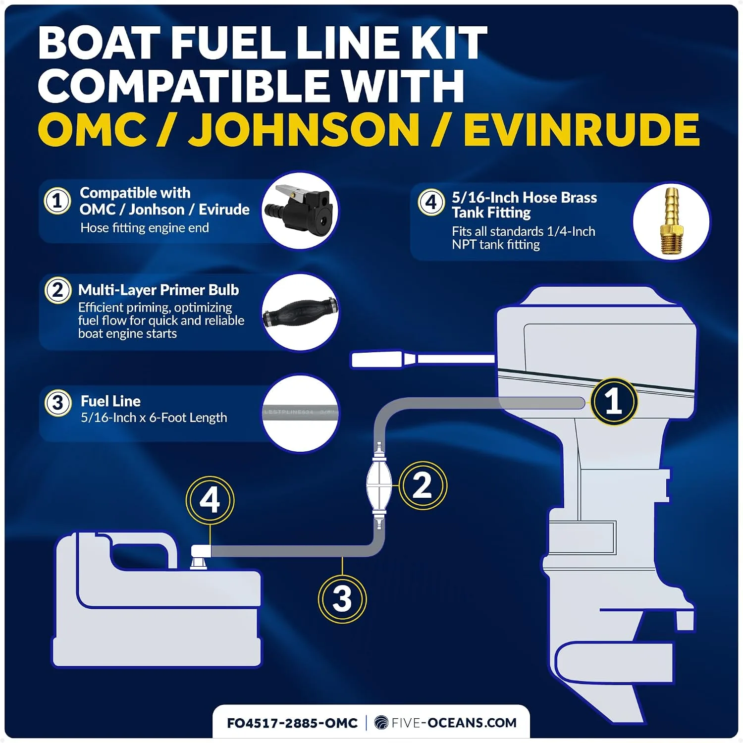 Five Oceans 5/16-Inch x 6-Foot Fuel Line Kit FO4517-2885-OMC image 2