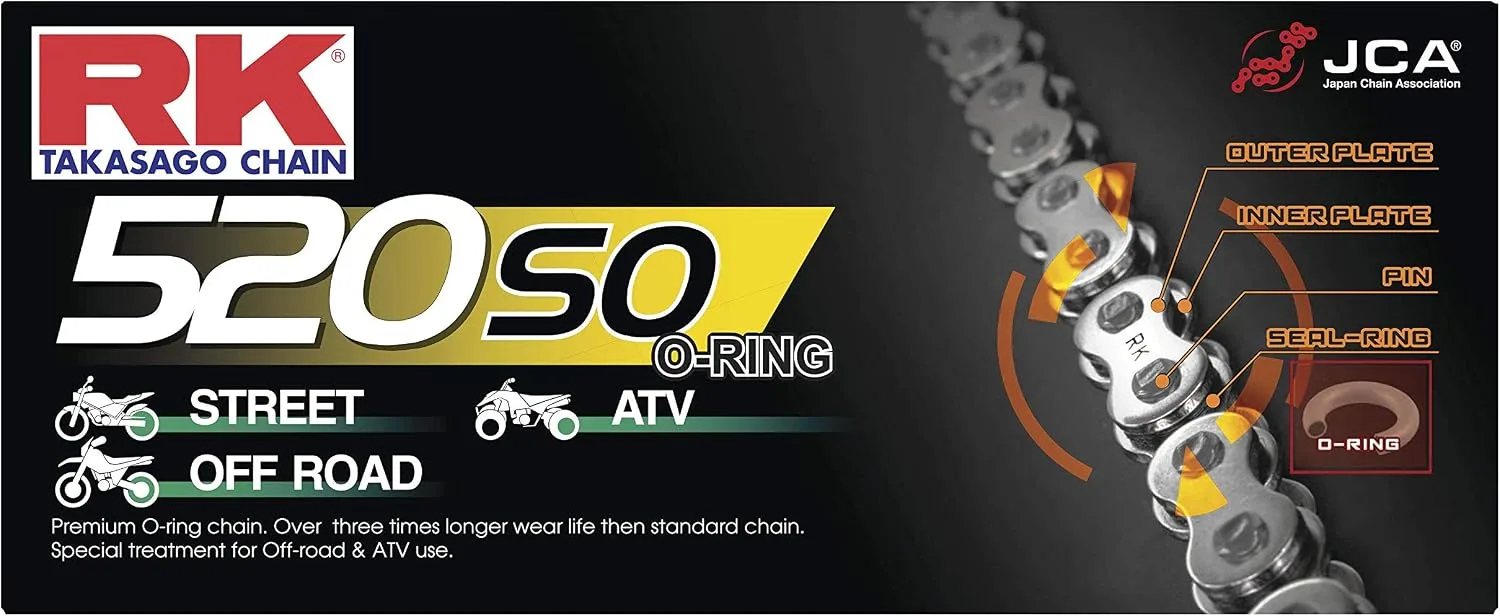 RK Racing Chain 520-SO-106 520 O-Ring Drive Chain, 106 Link