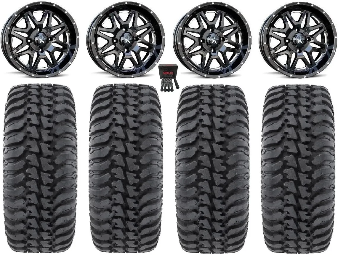 MSA M26 Vibe 14x7 ATV Wheels with Tensor 30x10-14 Tires Bundle