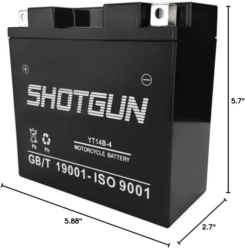 SHOTGUN YT14B-4 12V 12Ah AGM Motorcycle Battery image 4