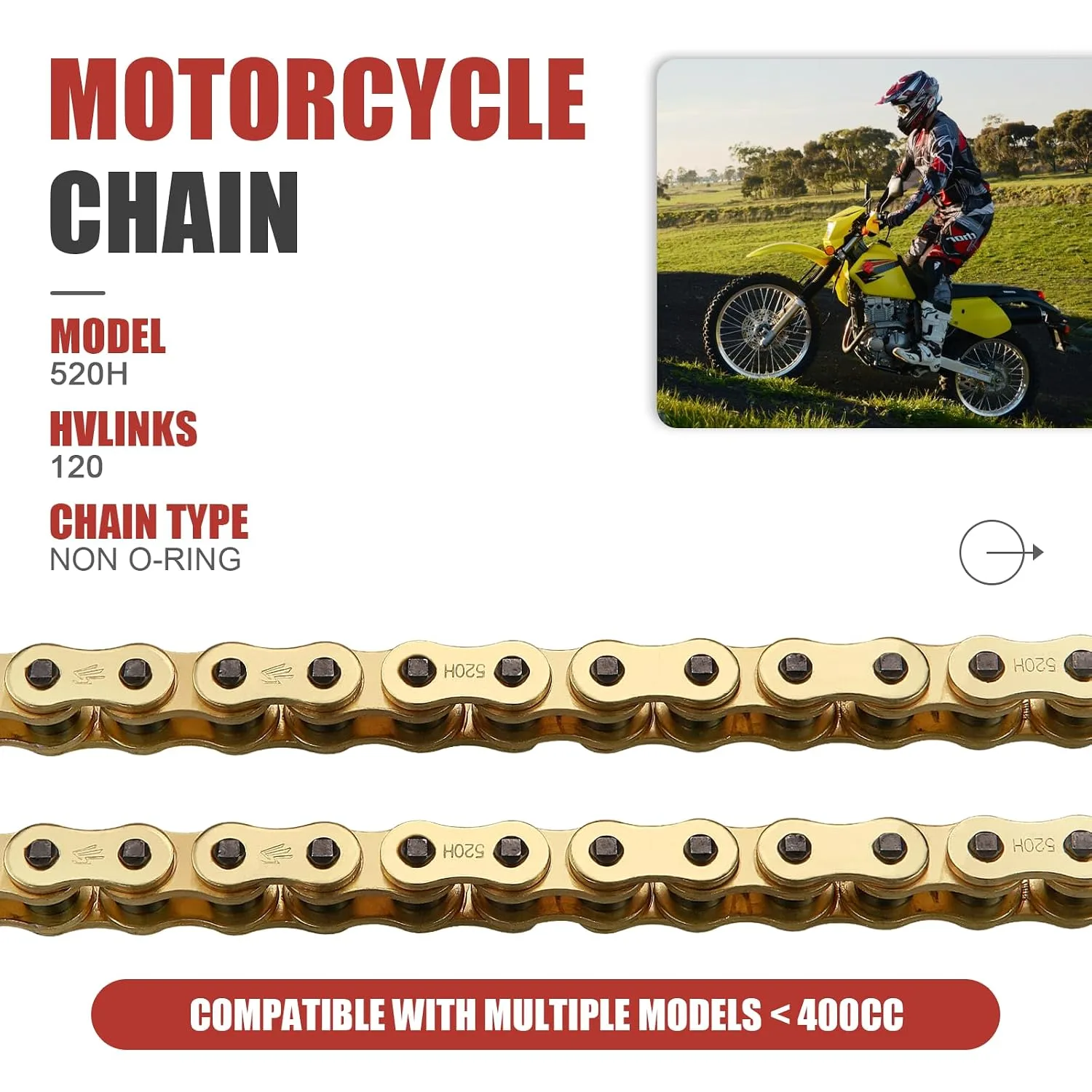 Zhenghe 520 Gold Motorcycle Drive Chain 120 Links 10200827 image 4