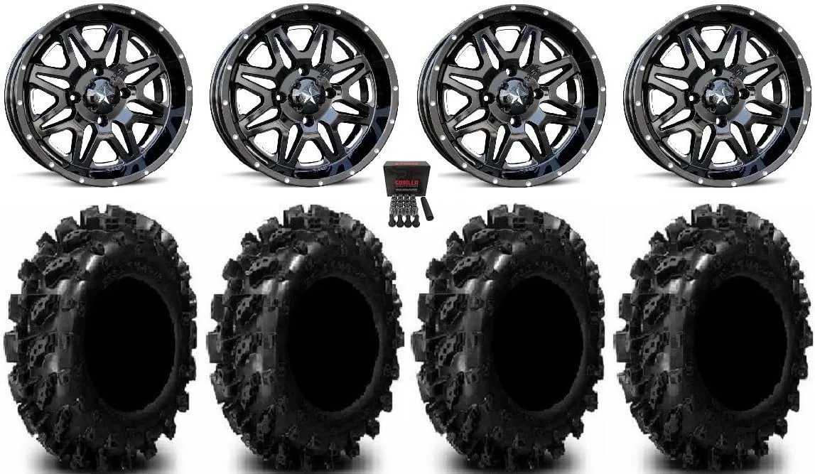 MSA M26 Vibe 14x7 ATV Wheels with 27-inch Swamp Lite Tires Bundle