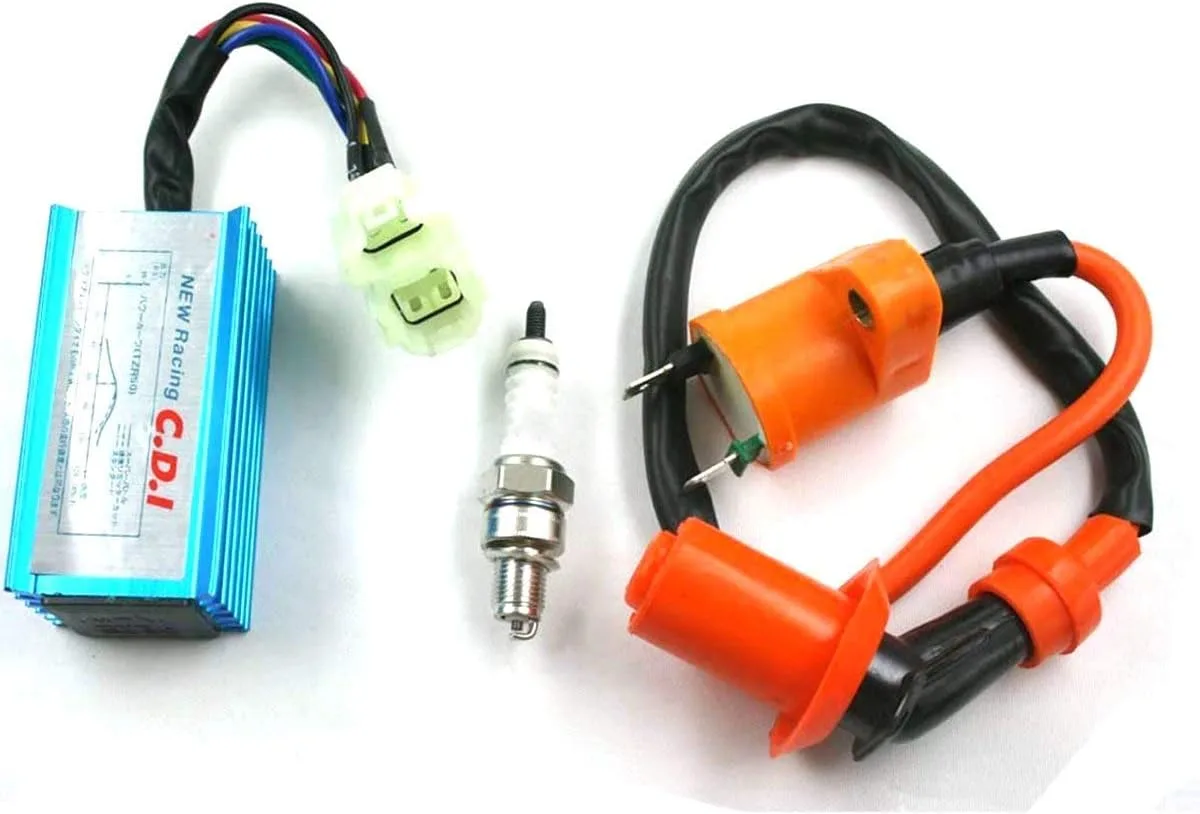 Aquiver Auto Parts GY6 Ignition Coil CDI and A7TC Spark Plug Kit