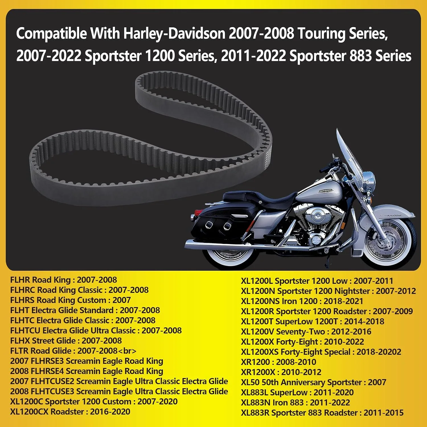 MINSTAR 137T Drive Belt PD-HD02407 for Harley-Davidson Touring and Sportster image 3