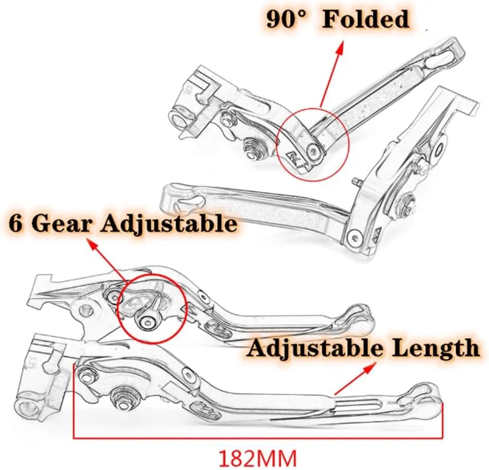 MTCRIGHTER Red Folding Brake & Clutch Levers MTC-BXB-ZDNJ-TNO457 image 2