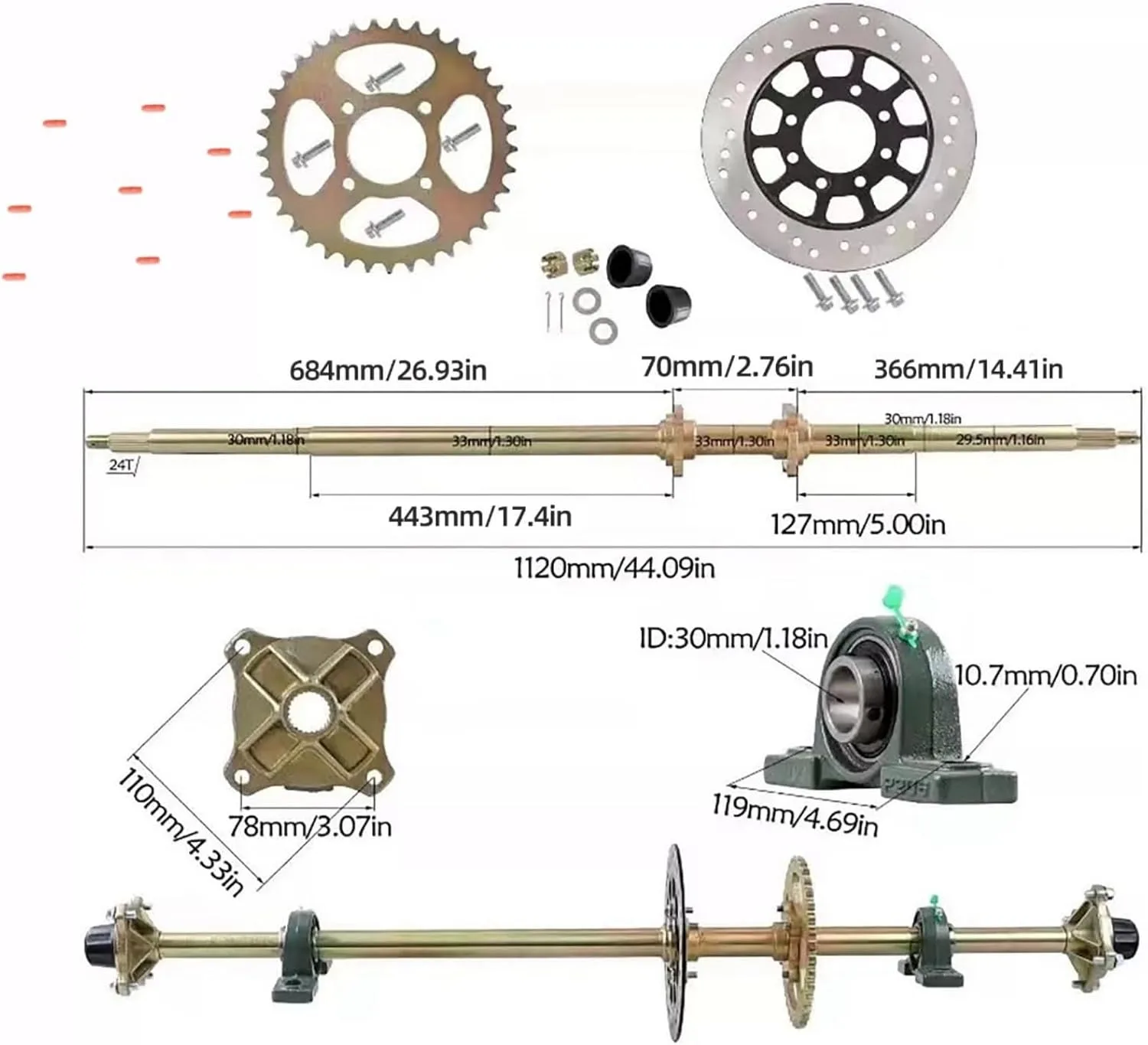 munirater 44-Inch Rear Live Axle Kit 2-1526215-854826 image 3