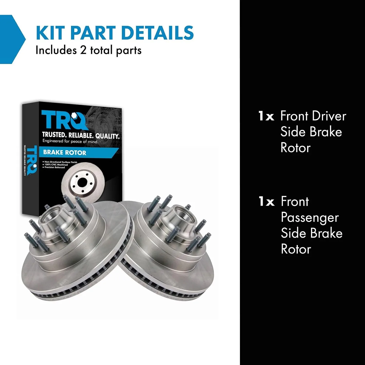 TRQ BRA14144 Front Vented Brake Rotor Set image 2