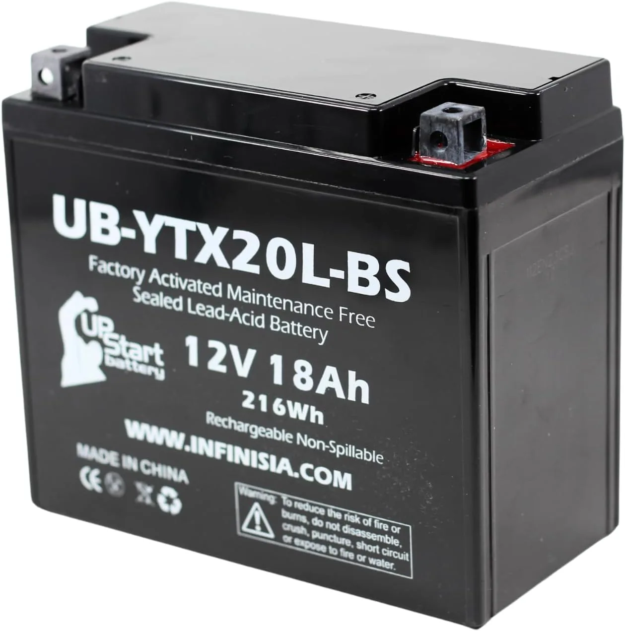 UpStart Battery UB-YTX20L-BS 12V 18Ah Sealed Lead Acid Battery image 4