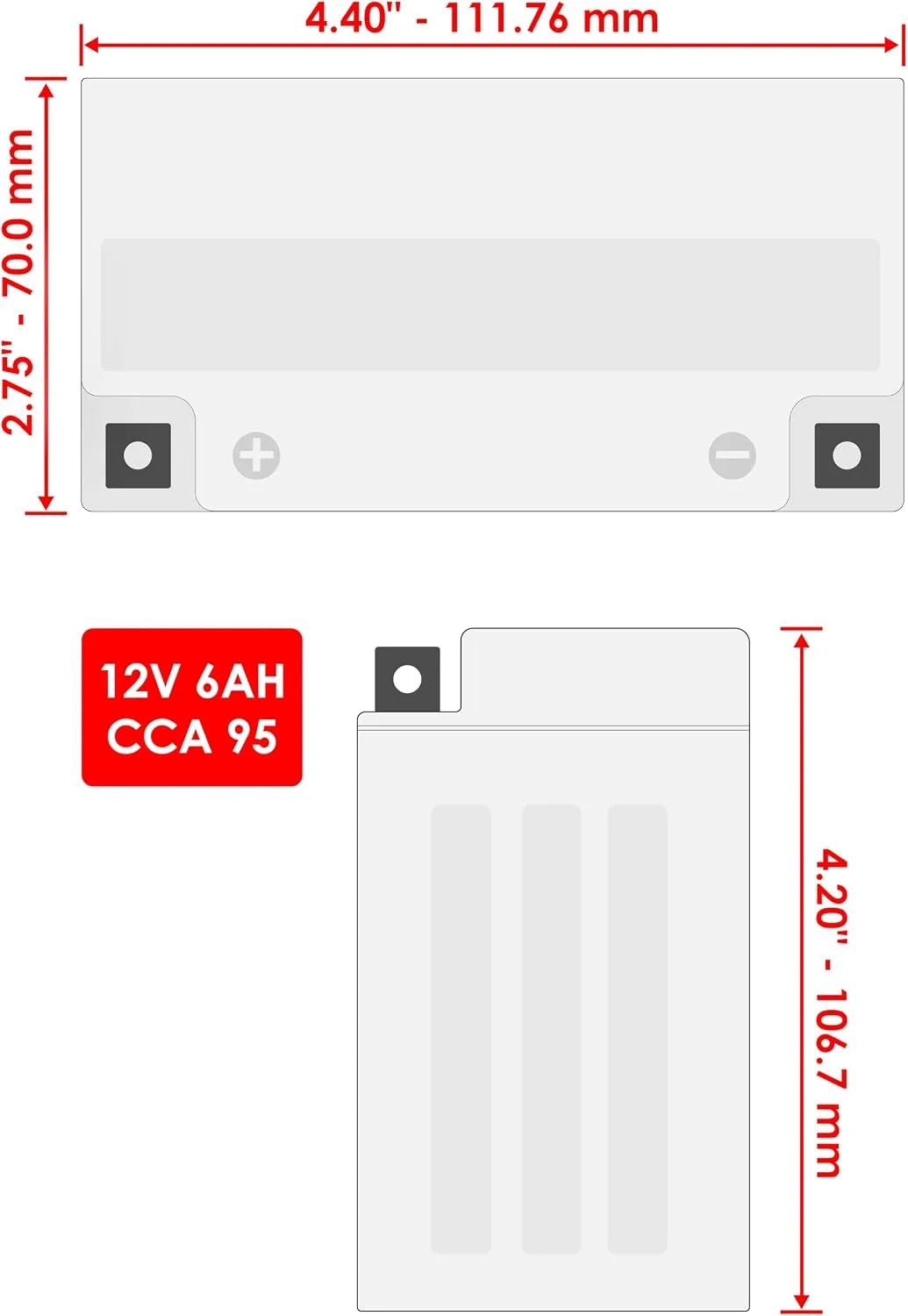 Caltric BA120/19 YTZ7S 12V AGM Motorcycle Battery image 2