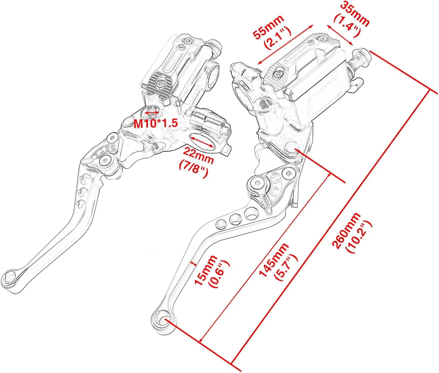 ZSDTRP 7/8 in Hydraulic Brake Clutch Master Cylinder Lever SCL-2013120466-000A02WB image 3