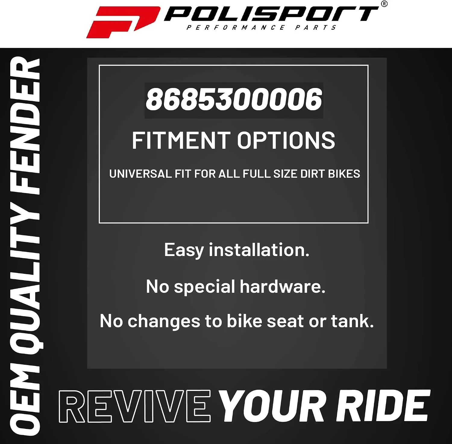 Polisport 8685300006 Orange UFX Universal Front Fender image 3