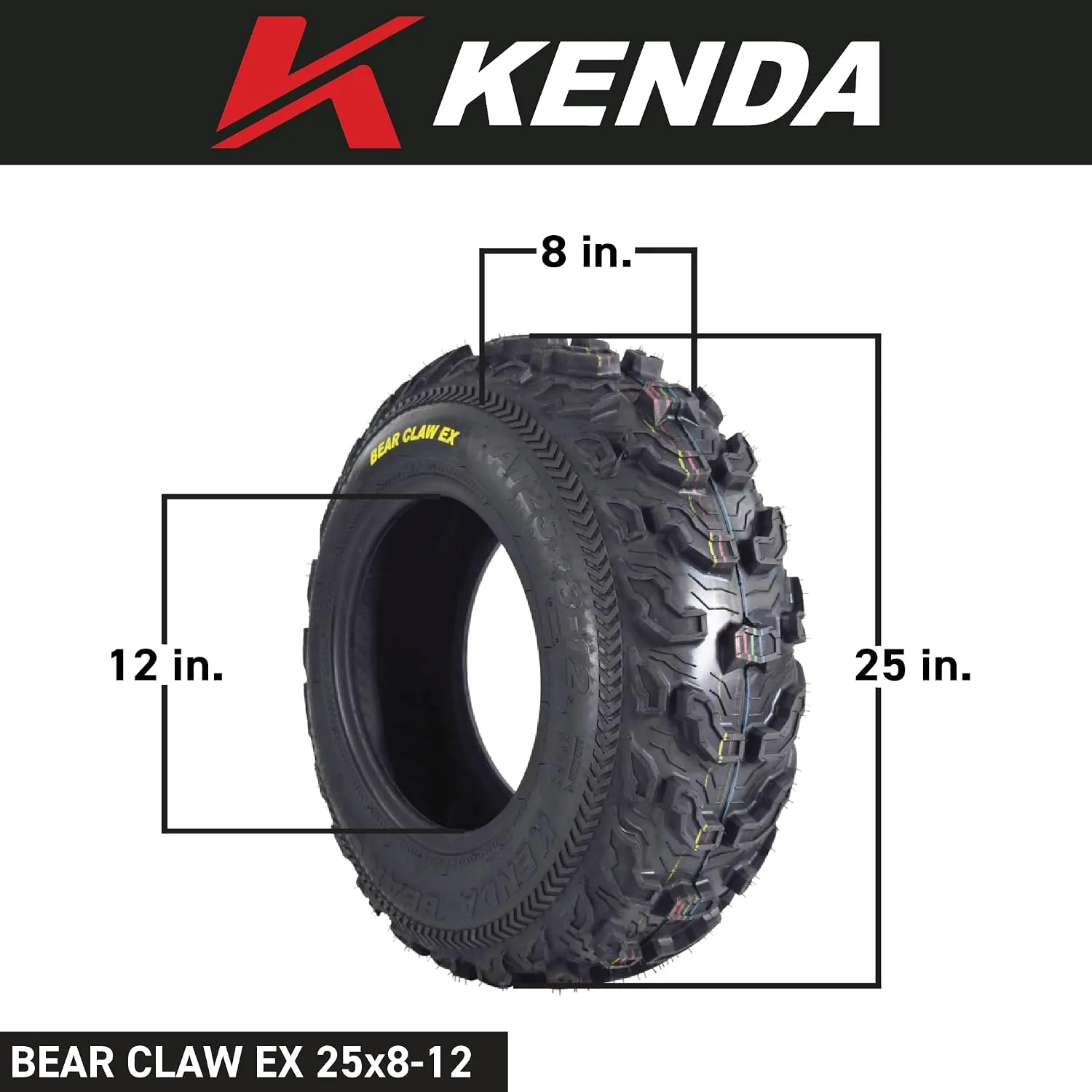 Kenda Bearclaw EX K573 ATV/UTV Tires 25x8-12 & 25x11-10 4-Pack image 2