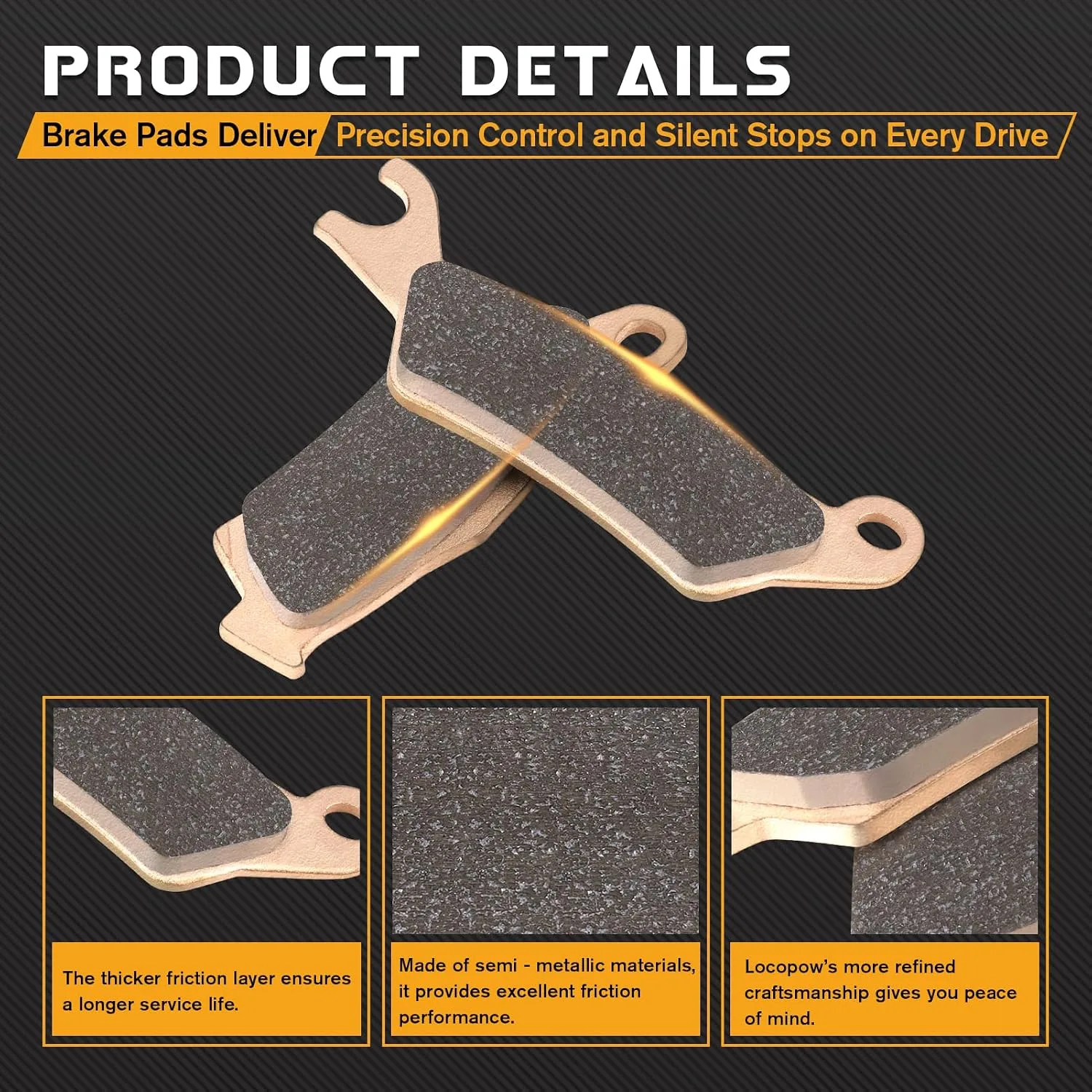 LOCOPOW T001 Sintered Brake Pads for Can-Am Outlander image 4