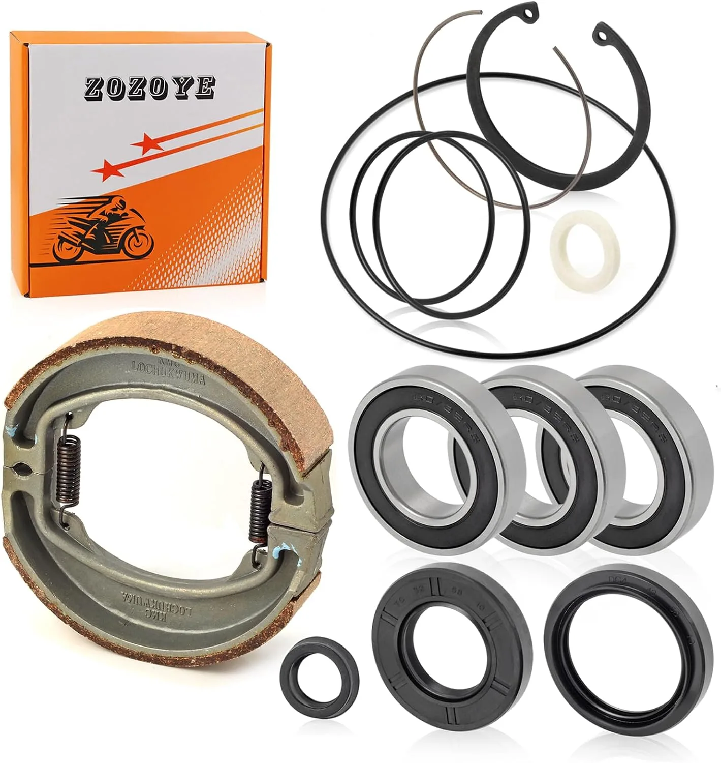 Honda TRX250 Rear Axle Bearing & Seal Kit with Brake Shoe 91255-HN6-003