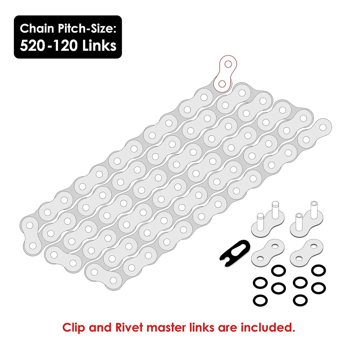 Caltric CH122-80/2 520 O-Ring Drive Chain for 2000 Polaris Trail Boss 325 image 2