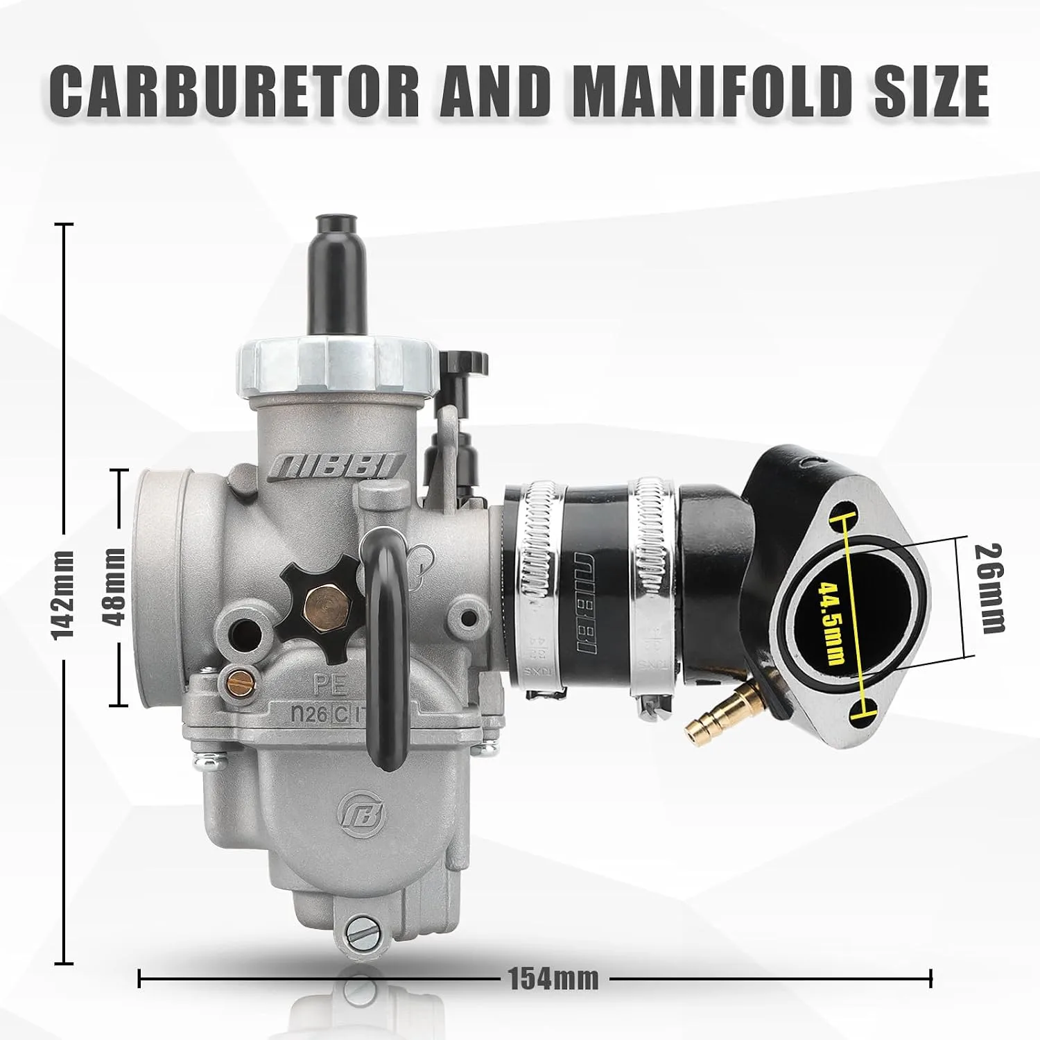 NIBBI PE26 26mm Carburetor Kit for 150cc GY6 - GY6-TZ-PE26-SP image 2