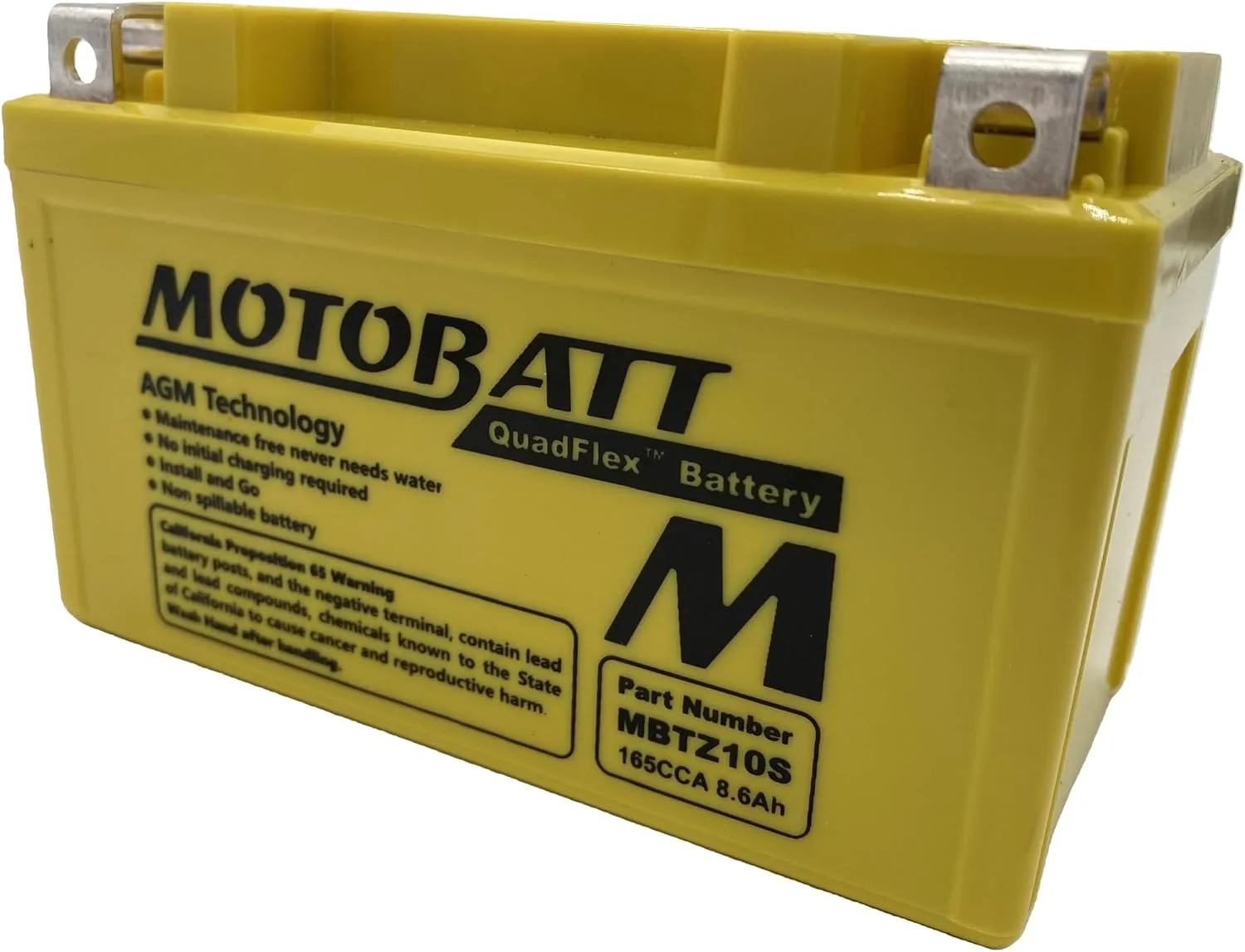 MotoBatt MBTZ10S 12V 165 CCA AGM Powersports Battery E06032 image 2