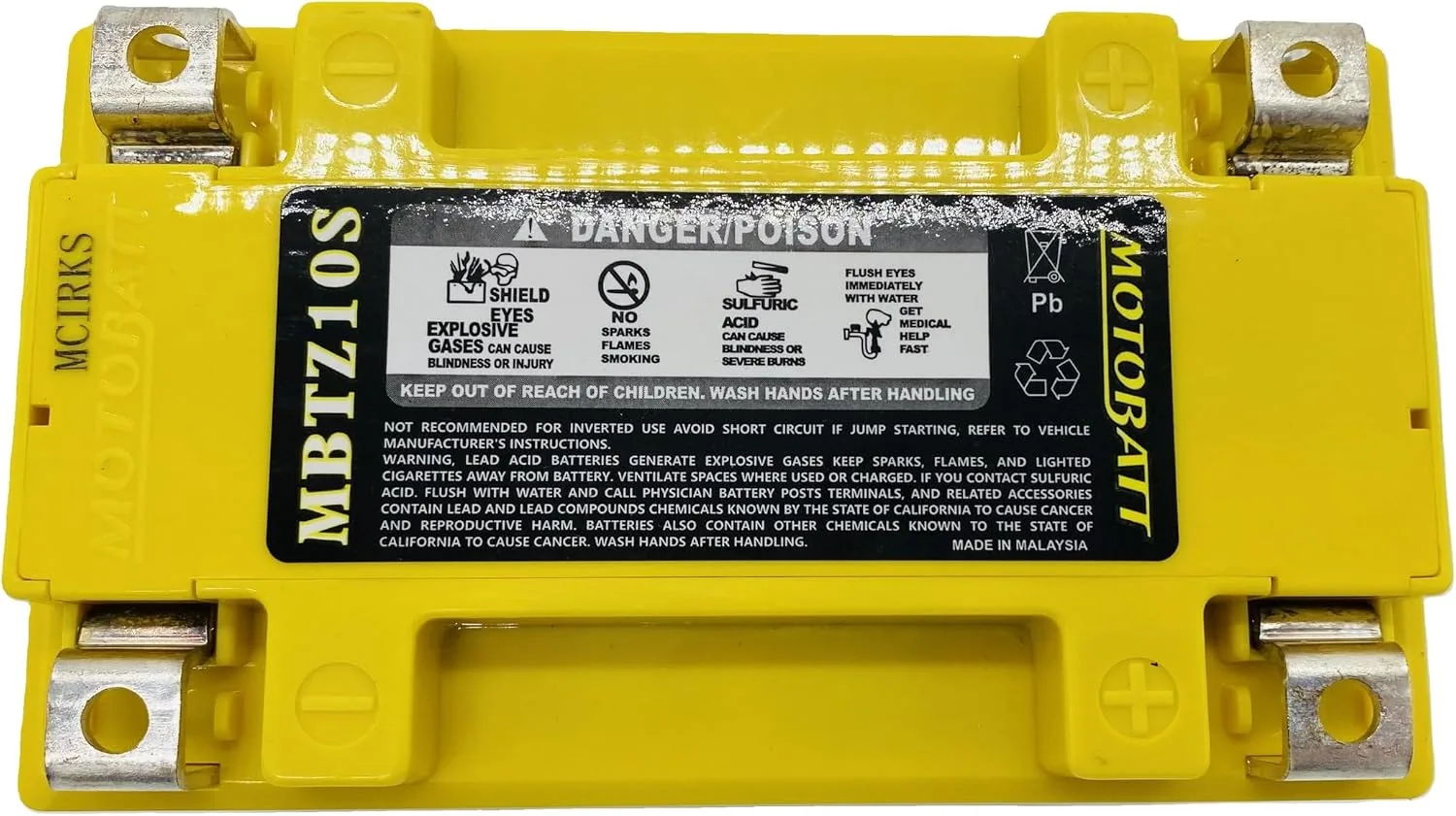 MotoBatt MBTZ10S 12V 165 CCA AGM Powersports Battery E06032 image 4