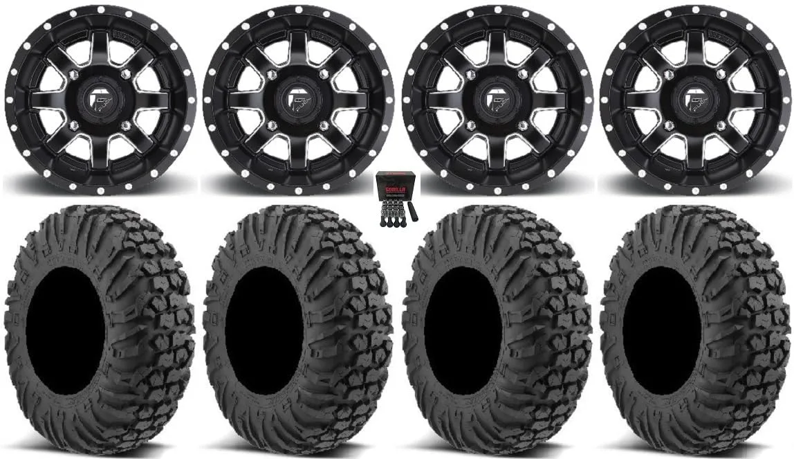 14x7 Matte Black ATV/UTV Wheel and Tire Bundle 4x156