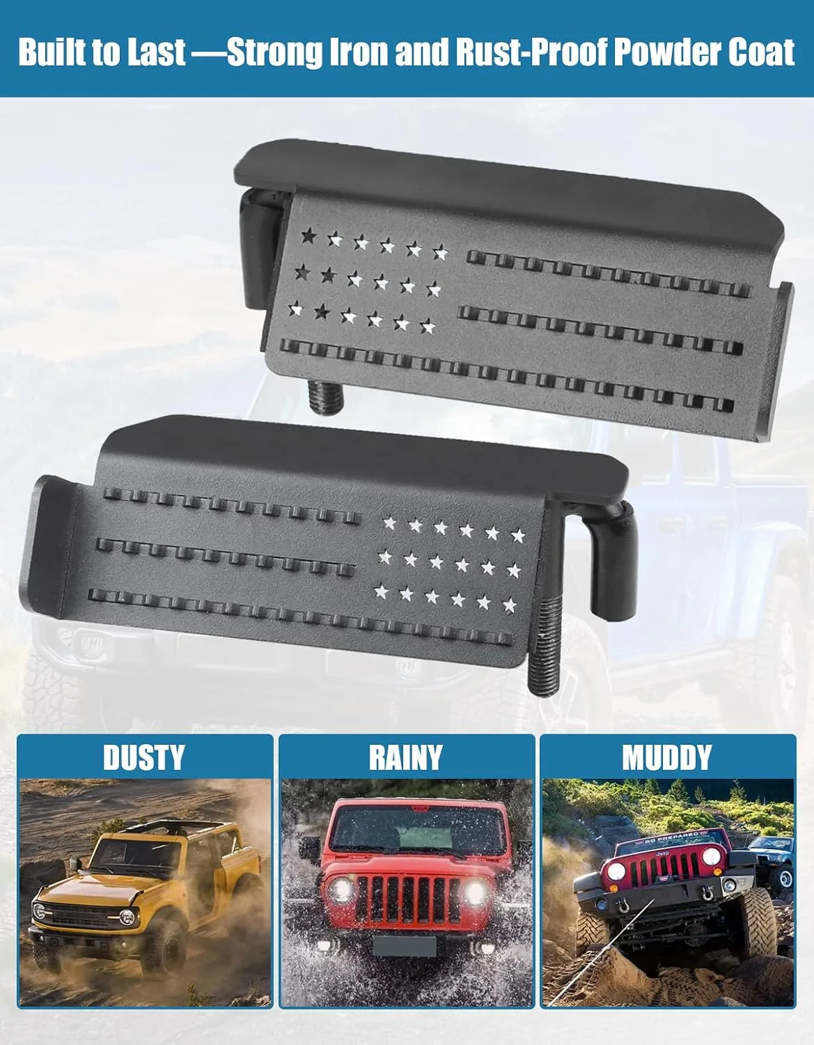 BystralX M001BK Rear Foot Pegs for Jeep Wrangler & Gladiator image 3