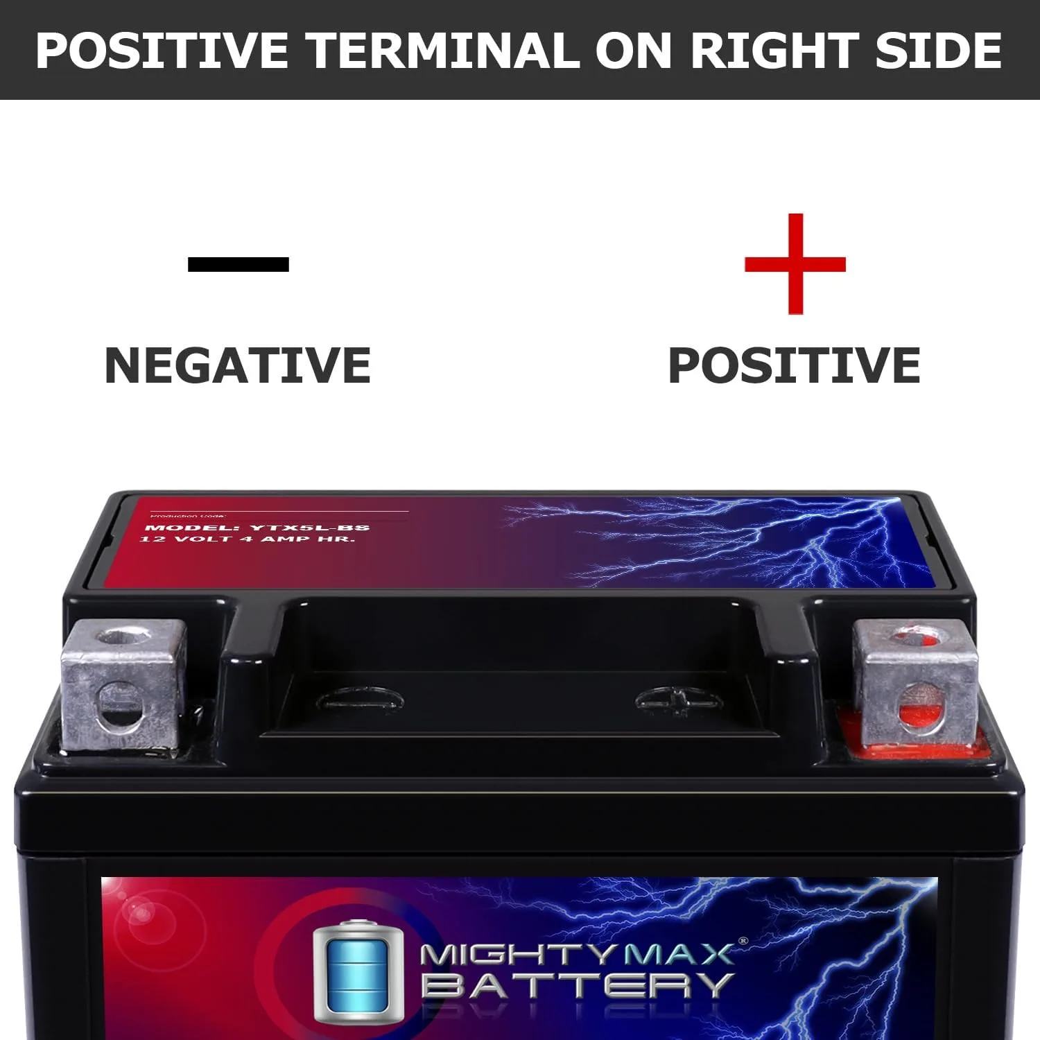 Mighty Max YTX5L-BS 12V 4Ah AGM Powersports Battery 2-Pack image 3