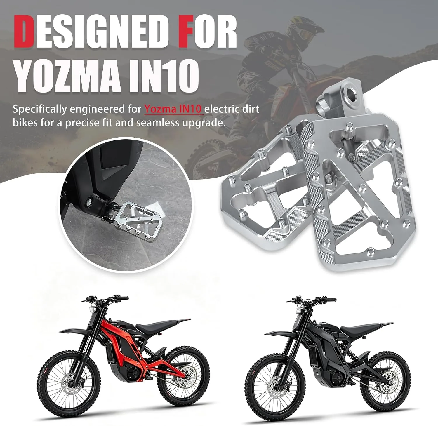 BEAROLNE Yozma IN10 Front Foot Pegs M11250115 - Silver image 2
